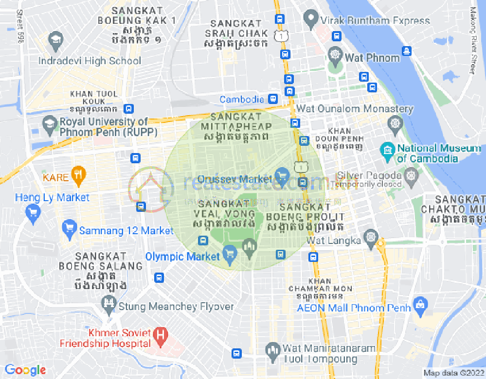Mapa: Veal Vong, 7 Makara, Phnom Penh