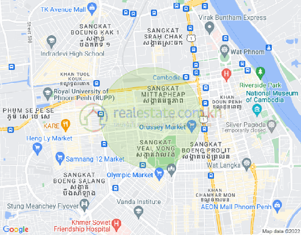 Mapa: Veal Vong, 7 Makara, Phnom Penh