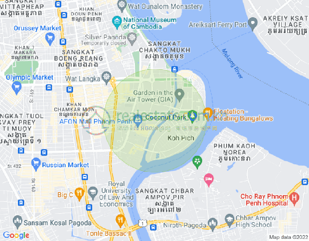Карта Тонле Бассак, Чамкармон, Пномпень