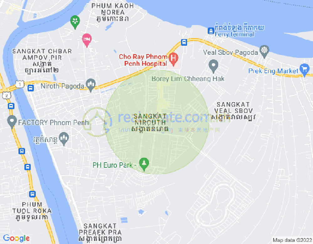 Mapa: Nirouth, Chbar Ampov, Phnom Penh