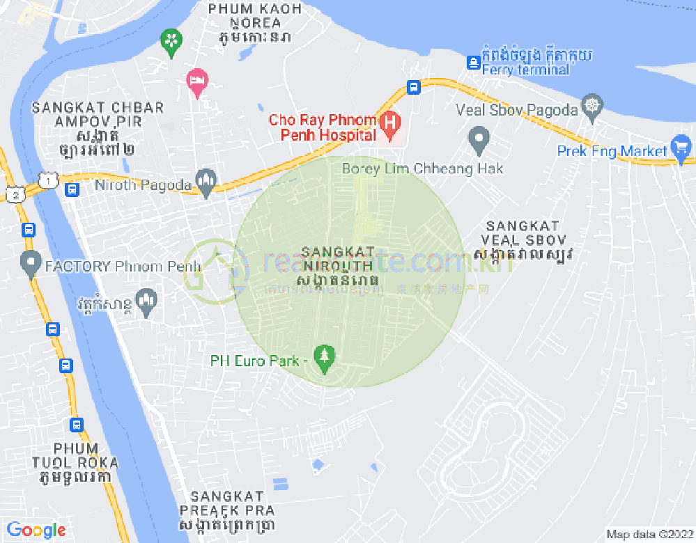 Mapa: Nirouth, Chbar Ampov, Phnom Penh