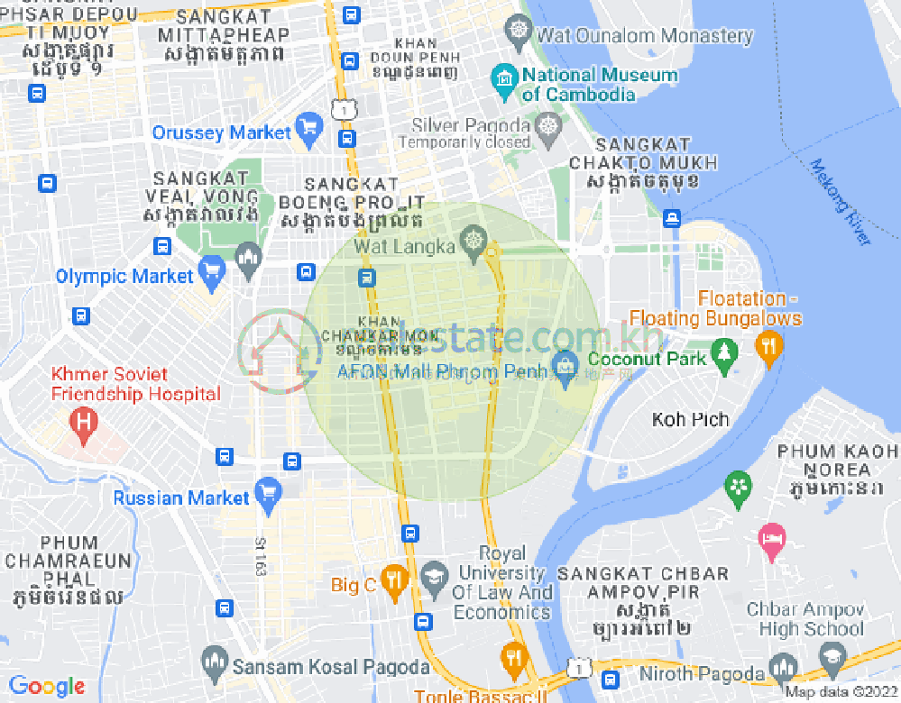万景岗1分区（BKK1), 波哥堪, 金边地图