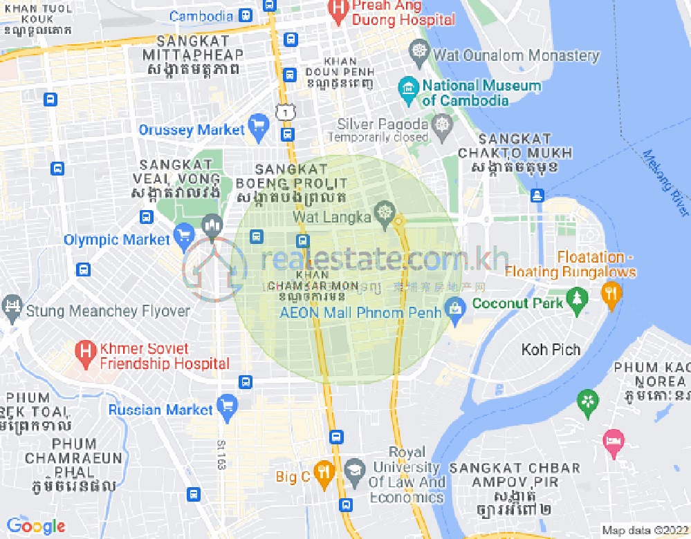 만경강1부구(BKK1), 벙껭깡, 프놈펜 지도