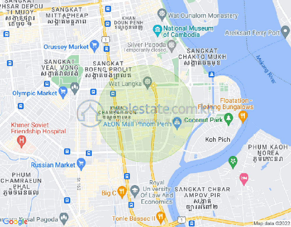 万景岗1分区（BKK1), 波哥堪, 金边地图
