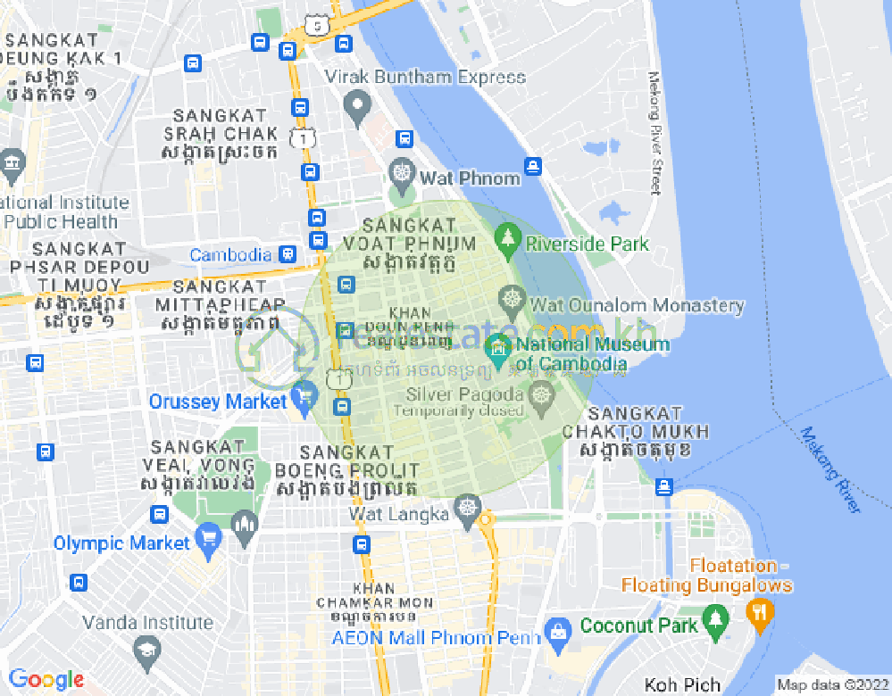 下市仔1分区, 隆边区, 金边地图