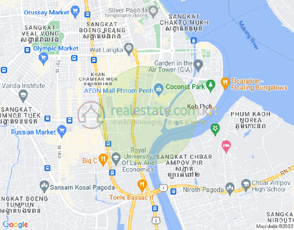 Map of Tonle Bassac, Chamkarmon, Phnom Penh