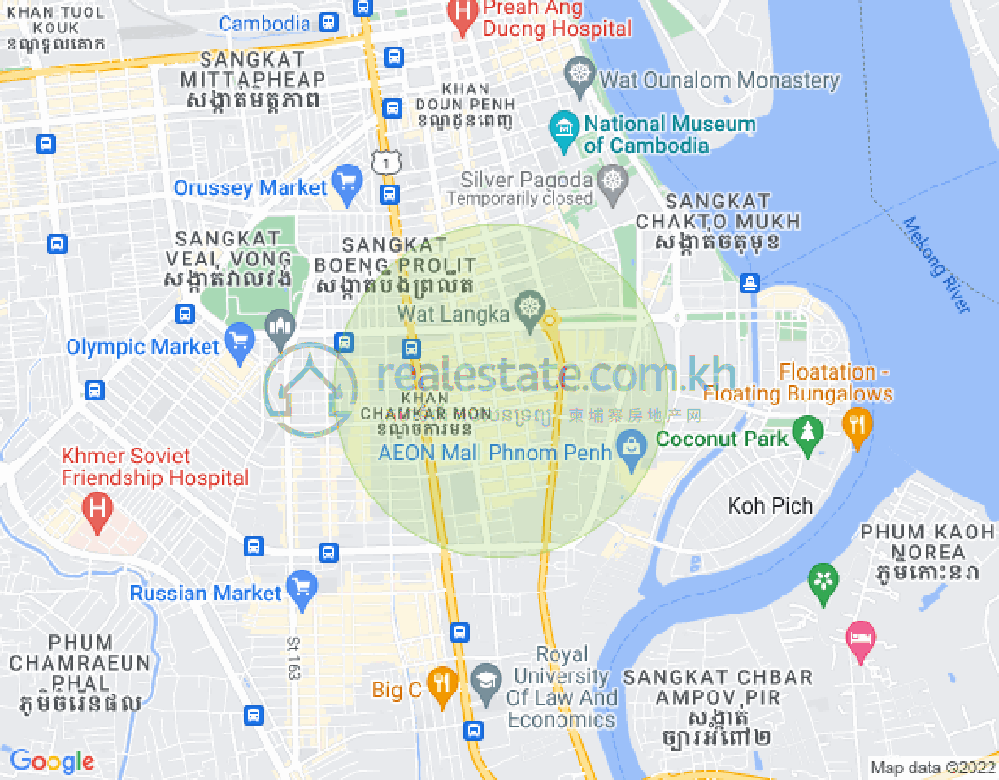 万景岗1分区（BKK1), 波哥堪, 金边地图
