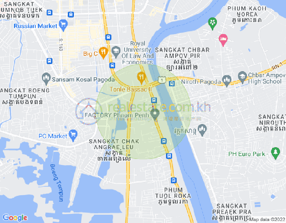 トンレバサック, チャムカモン, プノンペンの地図