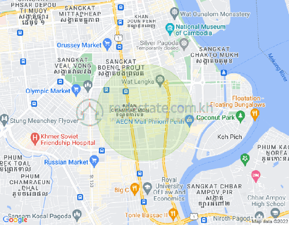 万景岗1分区（BKK1), 波哥堪, 金边地图