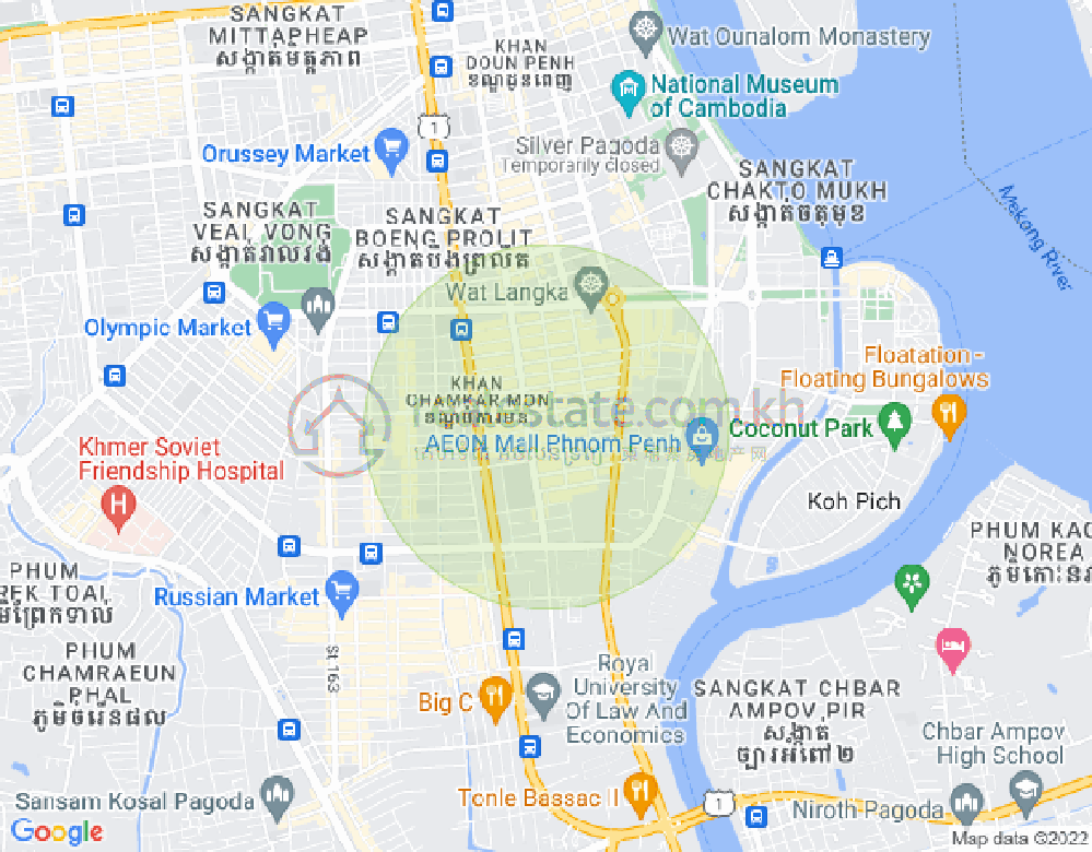 Carte de BKK 1, Boeng Keng Kang, Phnom Penh