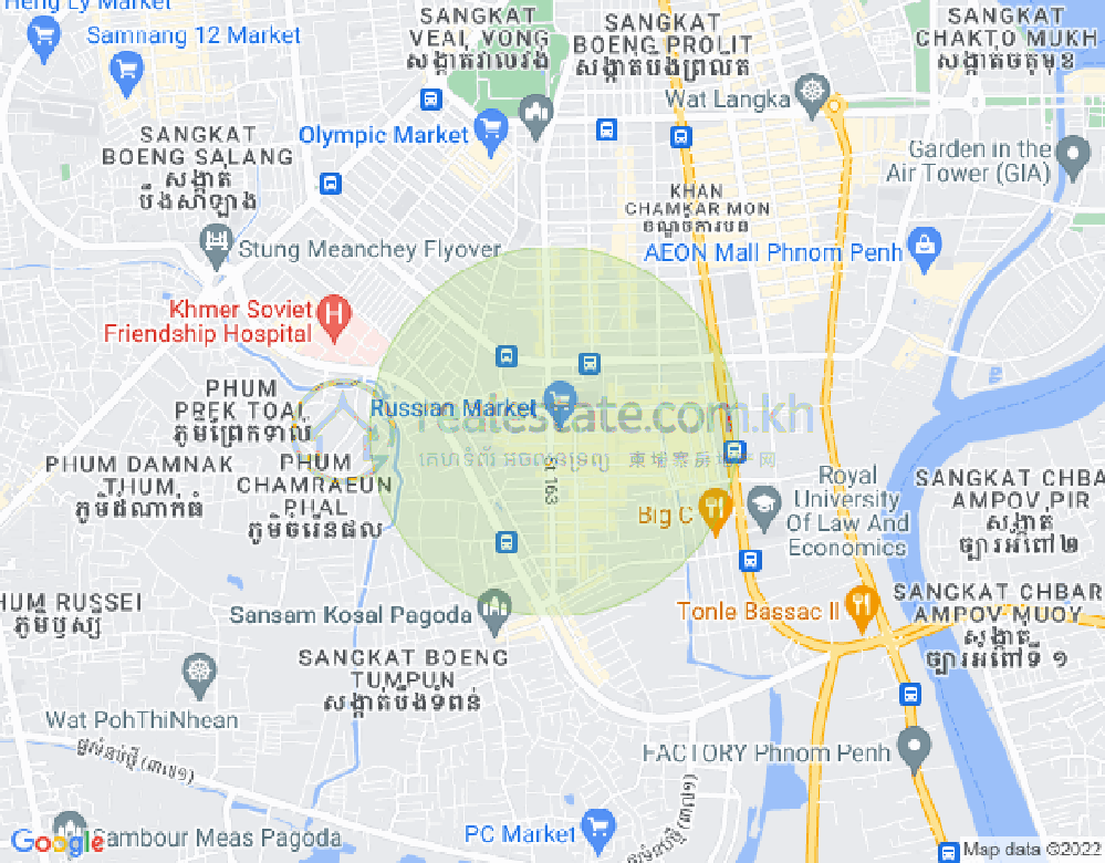 Map of Toul Tum Poung 1, Chamkarmon, Phnom Penh