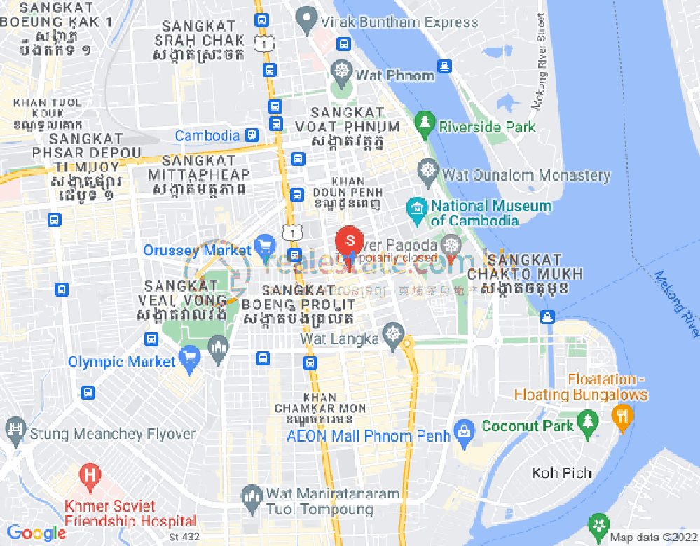 Boeng Reang镇, 隆边区, 金边地图