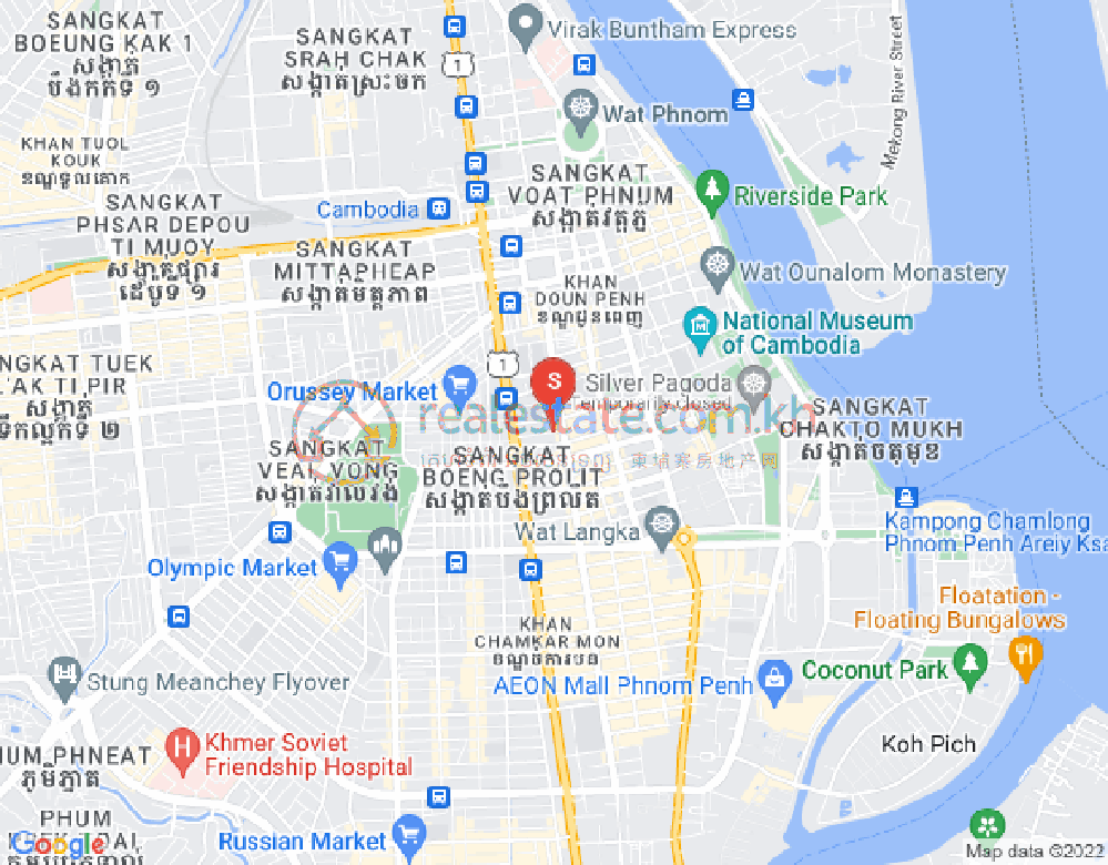 Map of Boeng Reang, Daun Penh, Phnom Penh