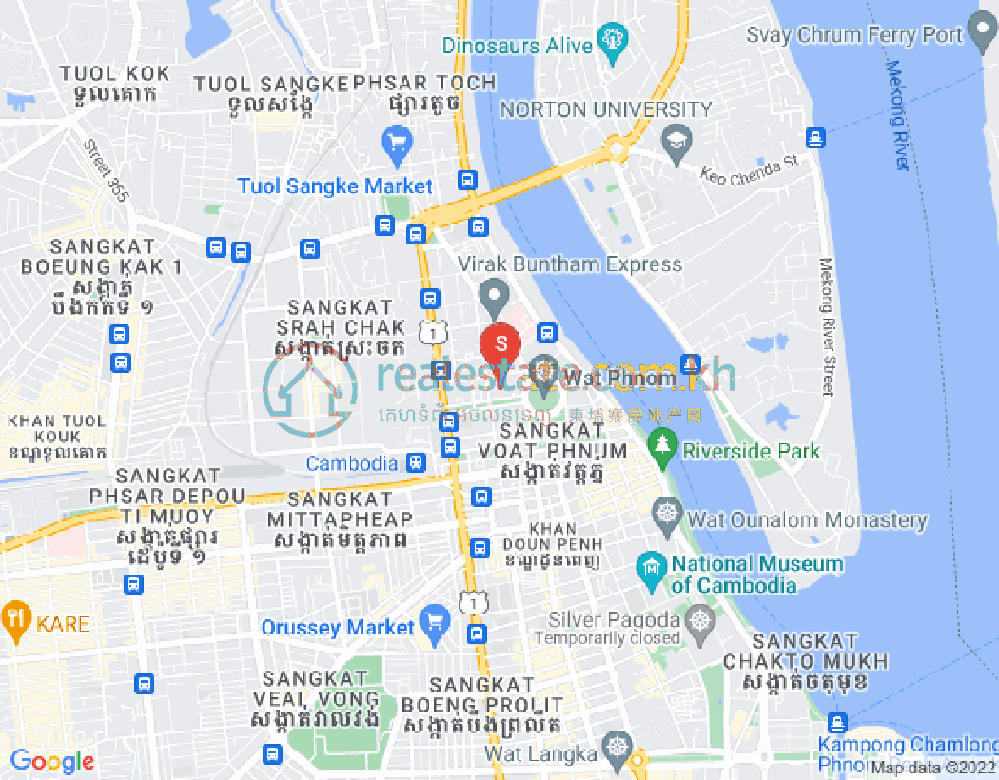 Map of Srah Chak, Daun Penh, Phnom Penh