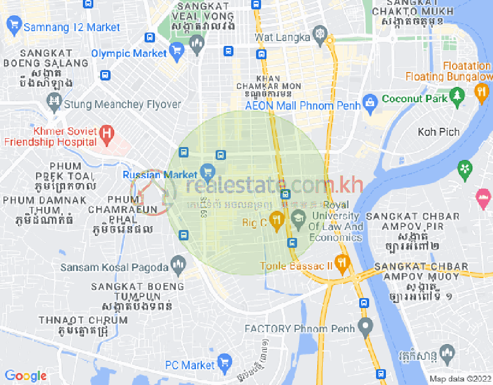 Mapa: Boeung Trabek, Chamkarmon, Phnom Penh