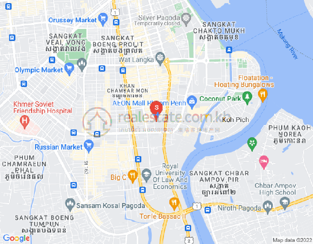 Карта Тонле Бассак, Чамкармон, Пномпень