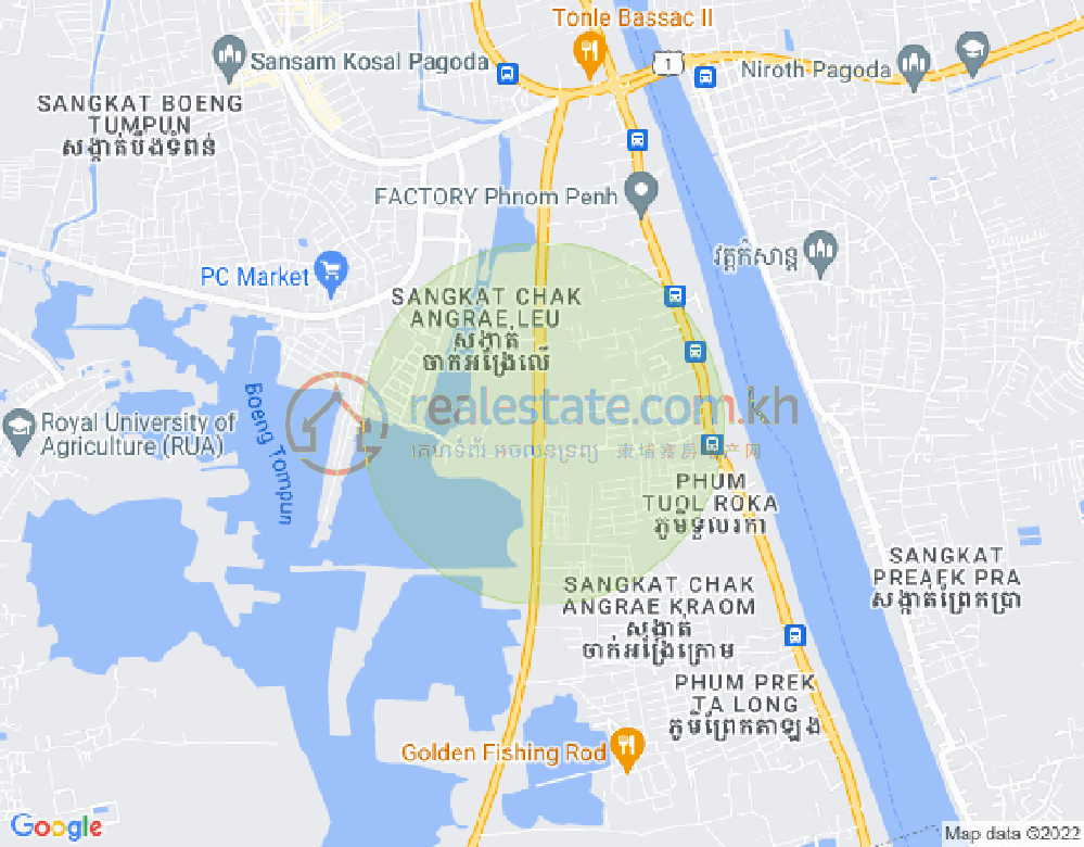 Map of sen Blvd Hun, Chak Angrae Leu, Meanchey, Phnom Penh