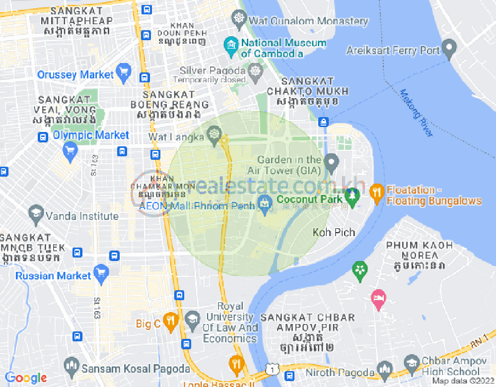 Карта Тонле Бассак, Чамкармон, Пномпень