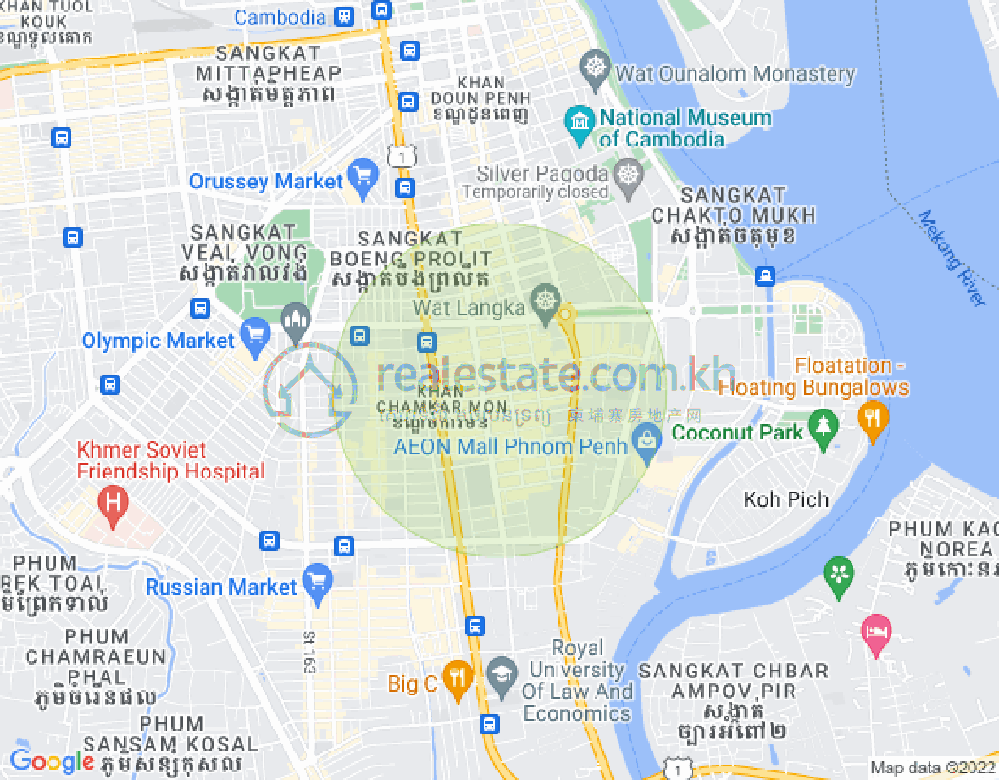 Map of BKK 1, Boeng Keng Kang, Phnom Penh