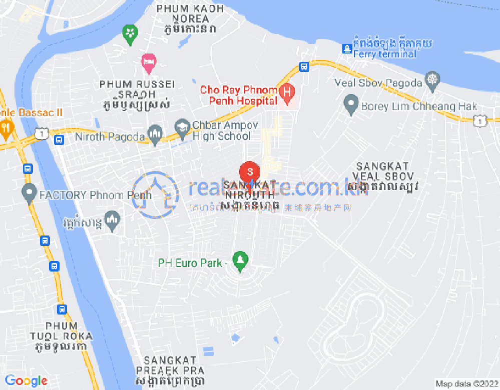 Map of Nirouth, Chbar Ampov, Phnom Penh