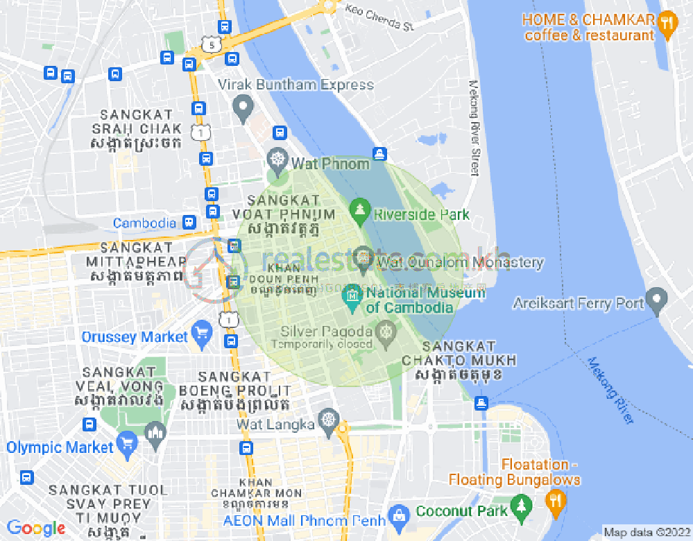 Boeng Reang镇, 隆边区, 金边地图