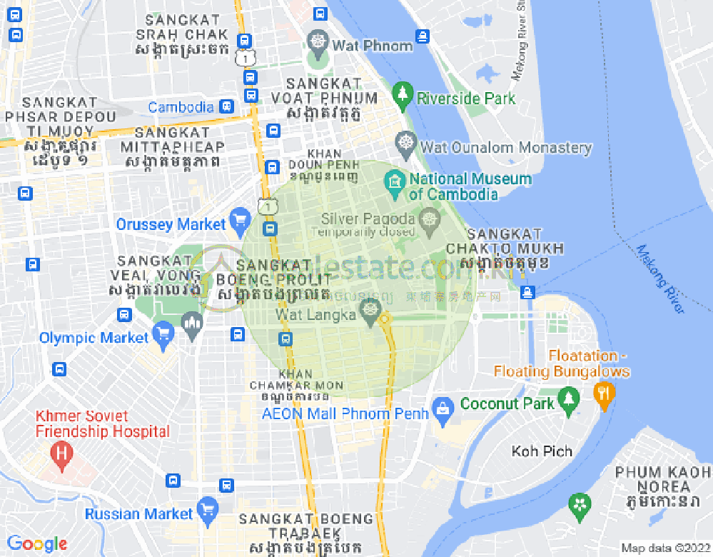 Карта Боенг Реанг, Доун Пень, Пномпень