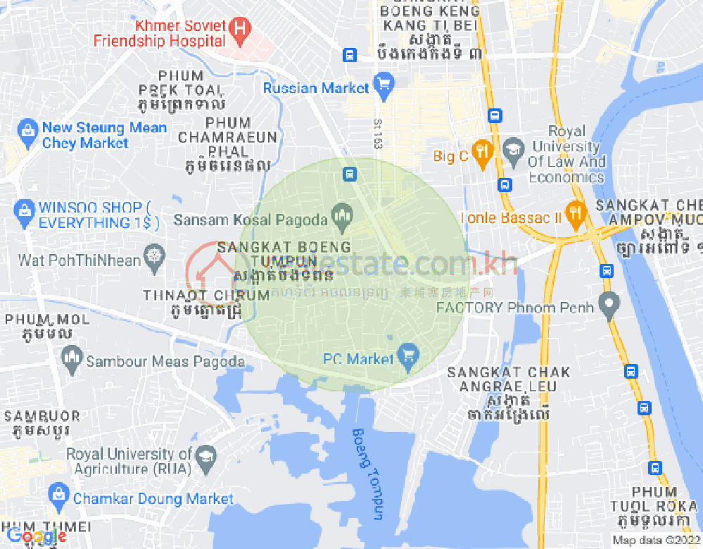 Boeung Tumpun分区, 棉芷区, 金边地图