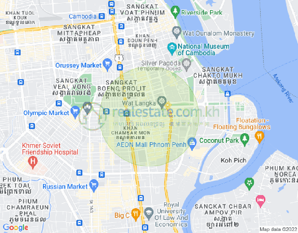 Mapa: BKK 1, Boeng Keng Kang, Phnom Penh
