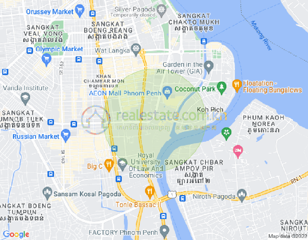 トンレバサック, チャムカモン, プノンペンの地図