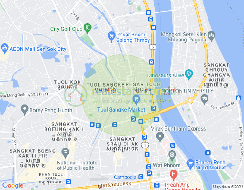 吐尔桑开1, 雷西郊区, 金边地图