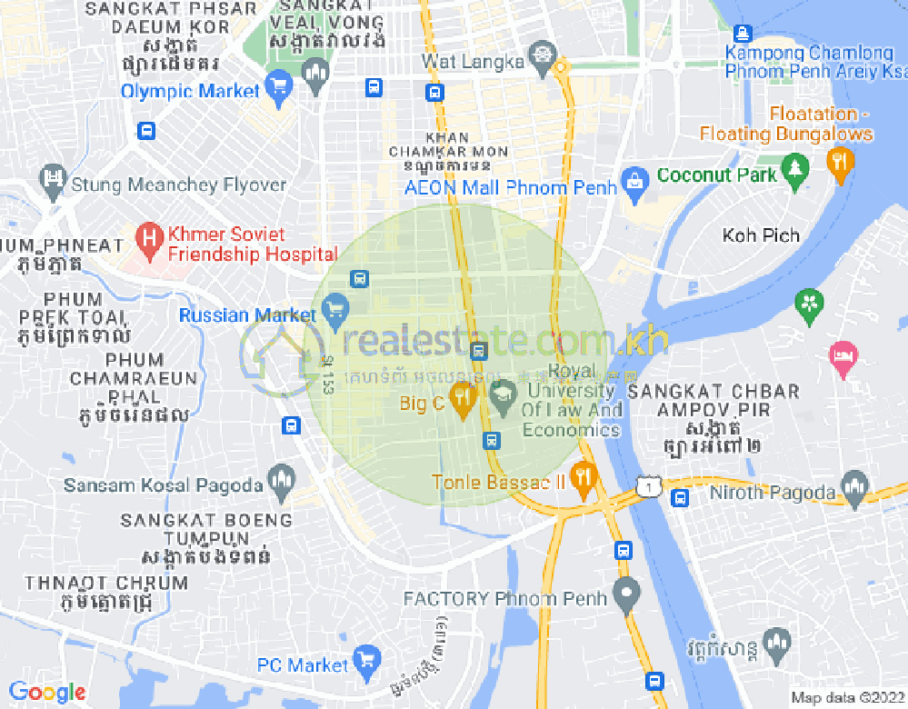 Mapa: Boeung Trabek, Chamkarmon, Phnom Penh