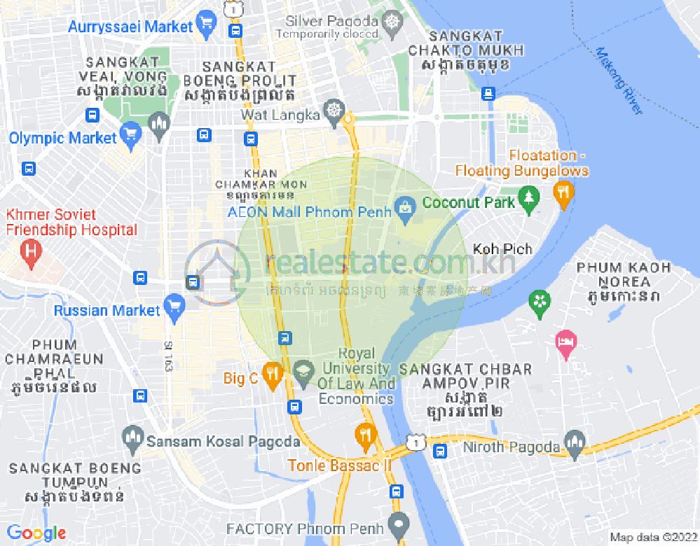 トンレバサック, チャムカモン, プノンペンの地図