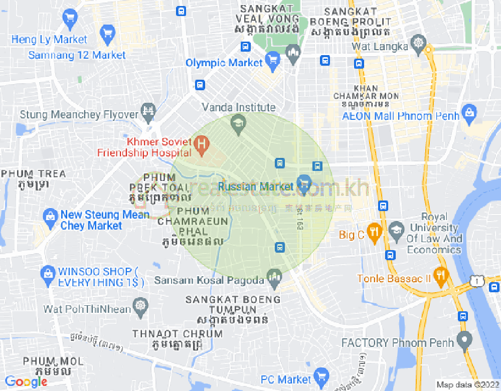 Map of Toul Tum Poung 2, Chamkarmon, Phnom Penh