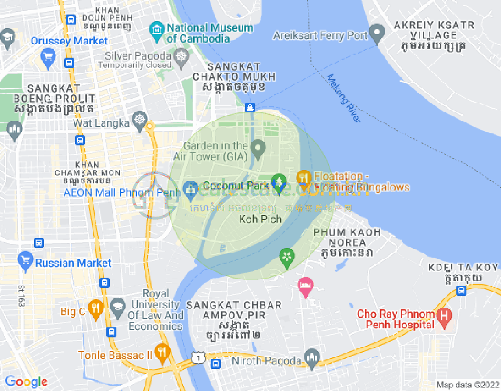 Карта Тонле Бассак, Чамкармон, Пномпень