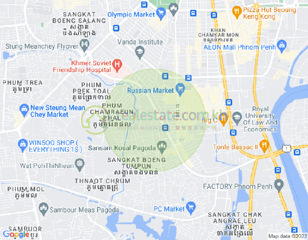 Tumnob Tuek镇, 波哥堪, 金边地图