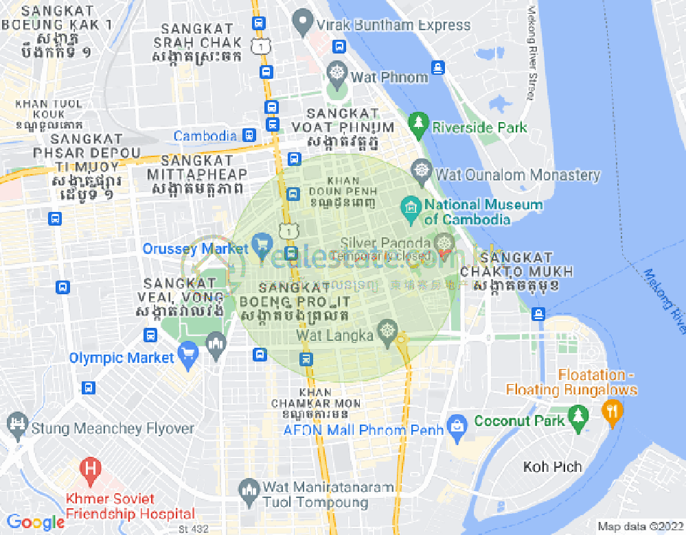 四臂湾分区, 隆边区, 金边地图