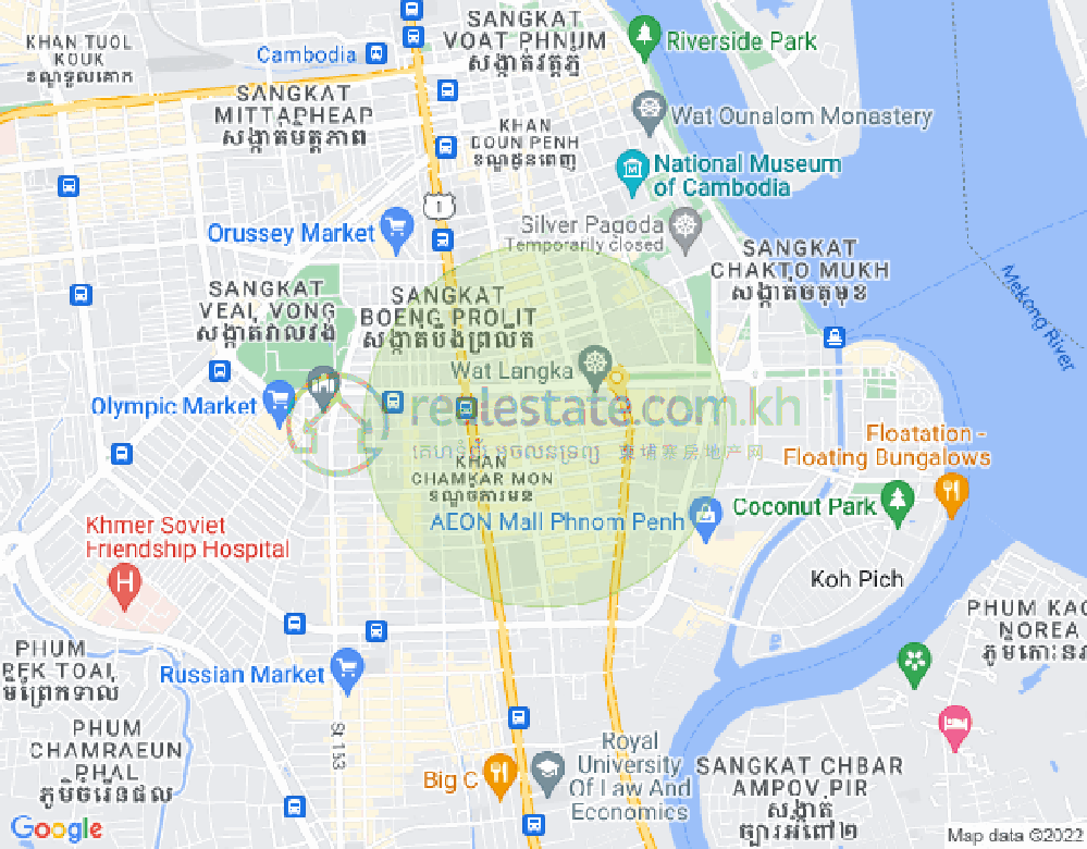 Mapa: BKK 1, Boeng Keng Kang, Phnom Penh