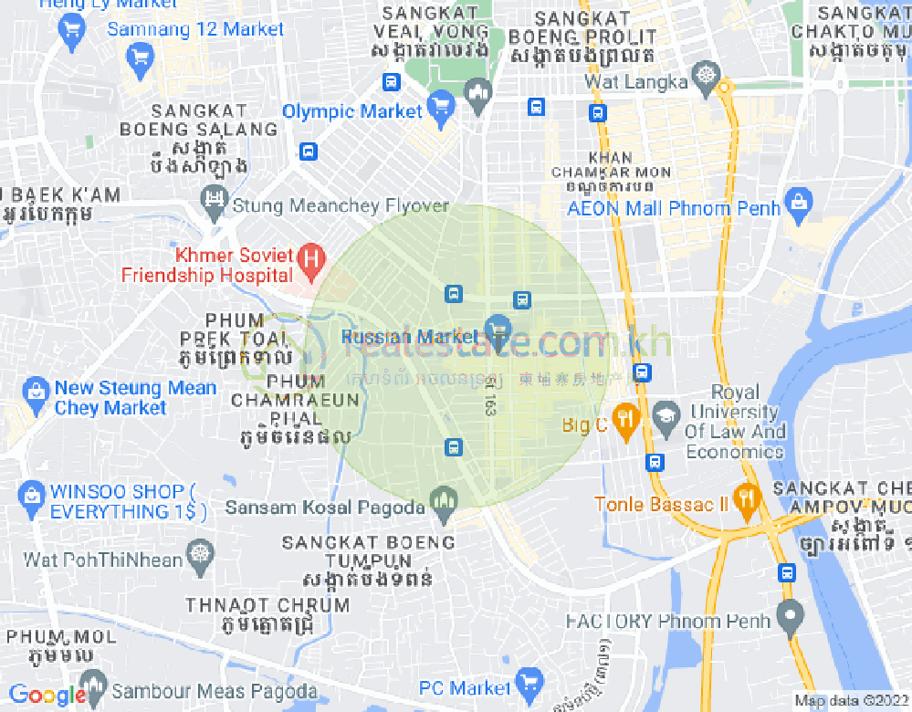 Map of Toul Tum Poung 1, Chamkarmon, Phnom Penh