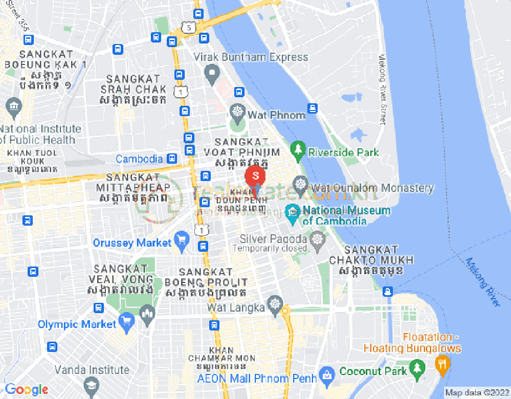 Mapa: Phsar Thmei I, Daun Penh, Phnom Penh