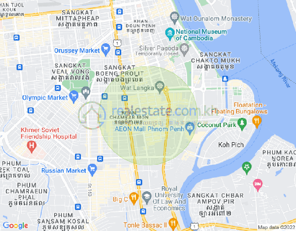 万景岗1分区（BKK1), 波哥堪, 金边地图
