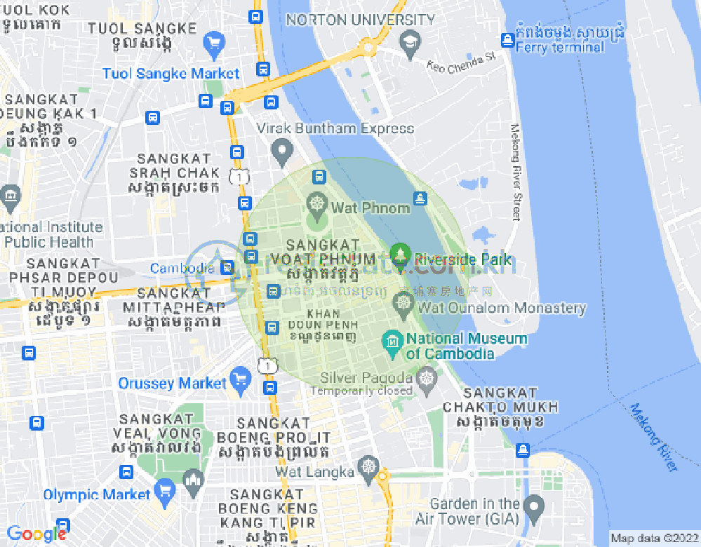 新街市1分区, 隆边区, 金边地图