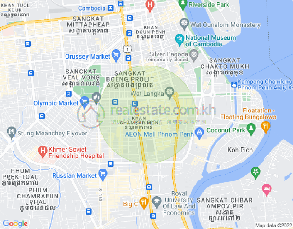 Carte de BKK 1, Boeng Keng Kang, Phnom Penh