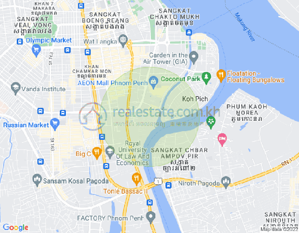 Map of Tonle Bassac, Chamkarmon, Phnom Penh