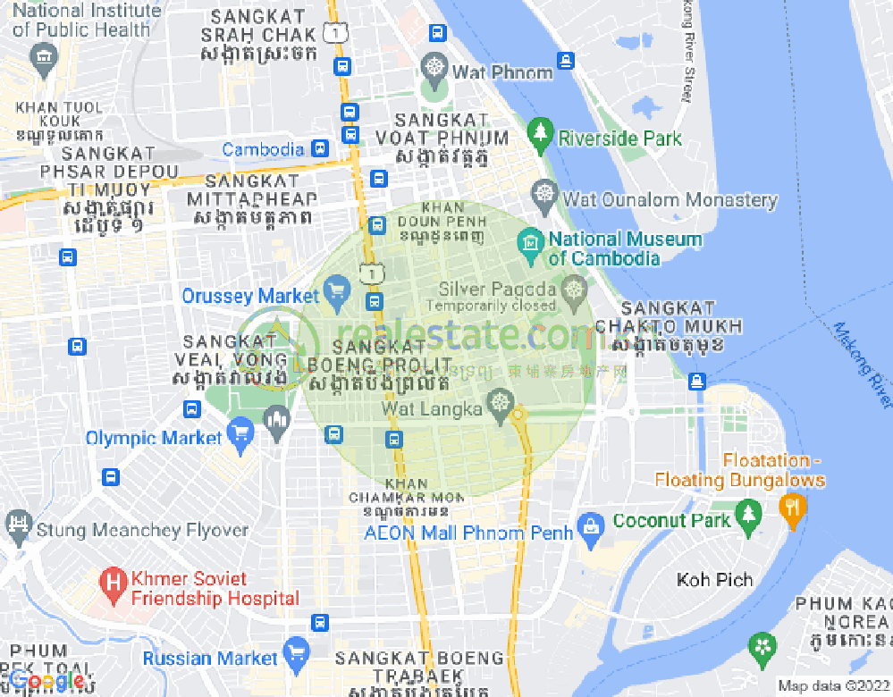 Mapa: BKK 1, Boeng Keng Kang, Phnom Penh