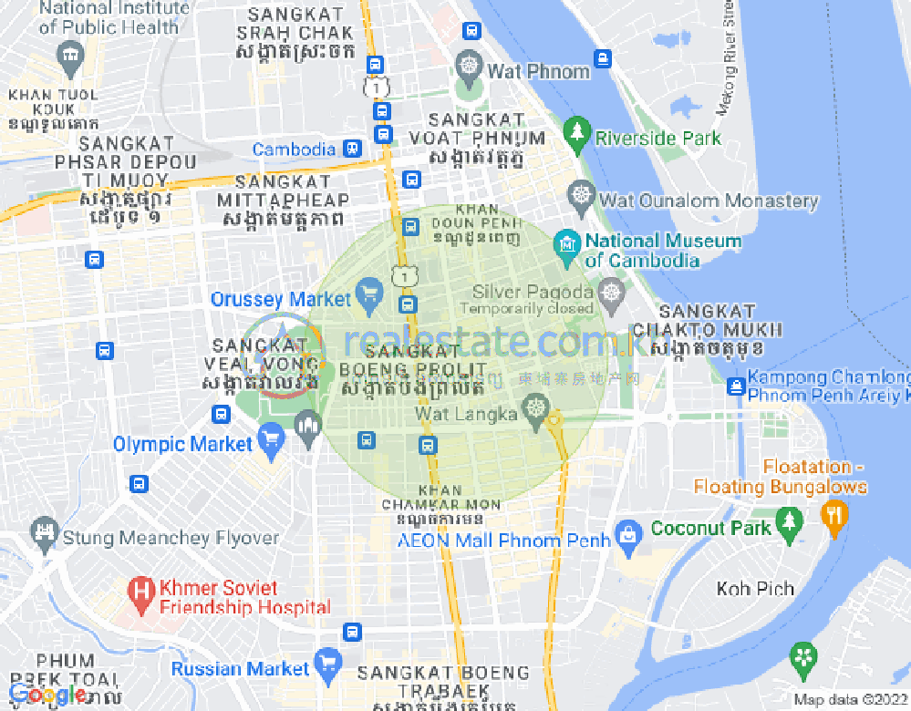 Boeng Reang镇, 隆边区, 金边地图