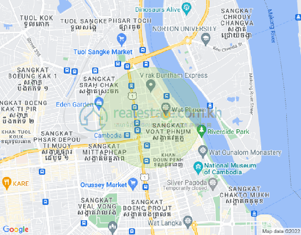 Mapa: Wat Phnom, Daun Penh, Phnom Penh