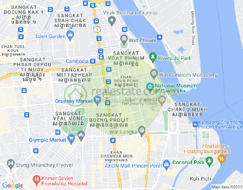 Mapa: Boeng Reang, Daun Penh, Phnom Penh