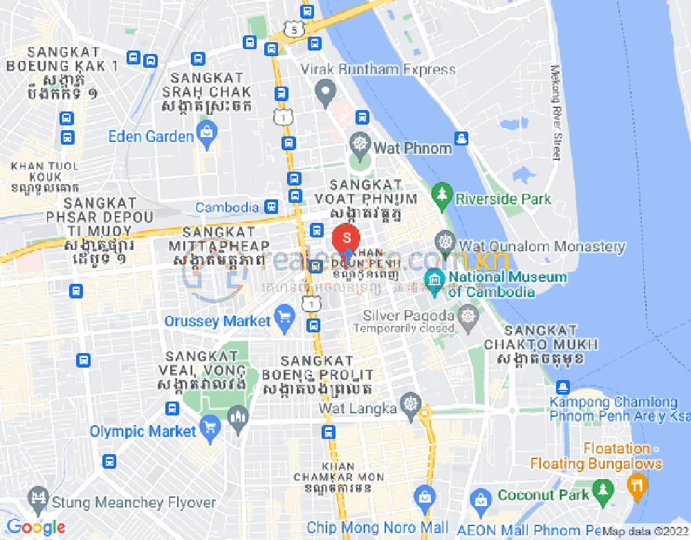 Mapa: Phsar Thmei I, Daun Penh, Phnom Penh