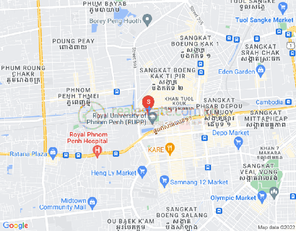 Mapa: Boeung Kak 2, Toul Kork, Phnom Penh