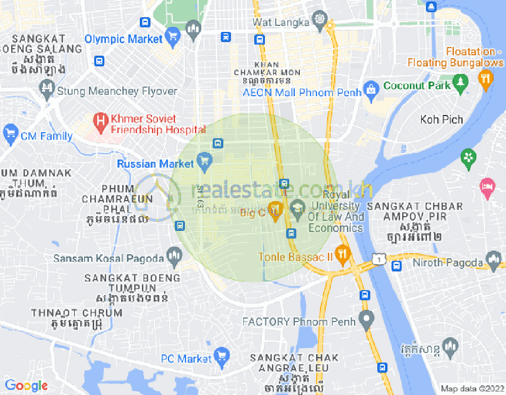 Mapa: Boeung Trabek, Chamkarmon, Phnom Penh